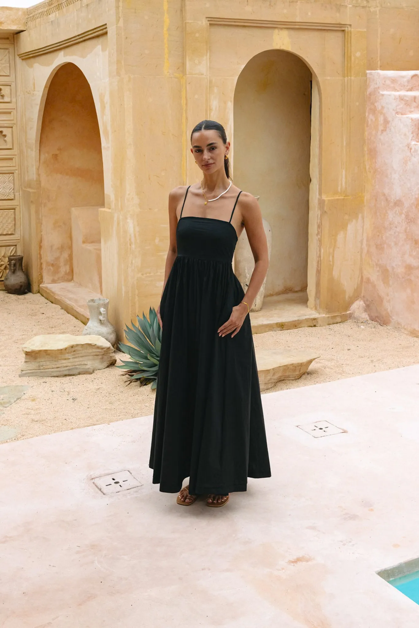 Azalia Black Flared Maxi Dress