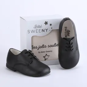 Boys Black Leather Lace Shoes