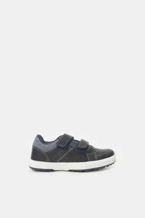 Boys Black Material Block Sneakers