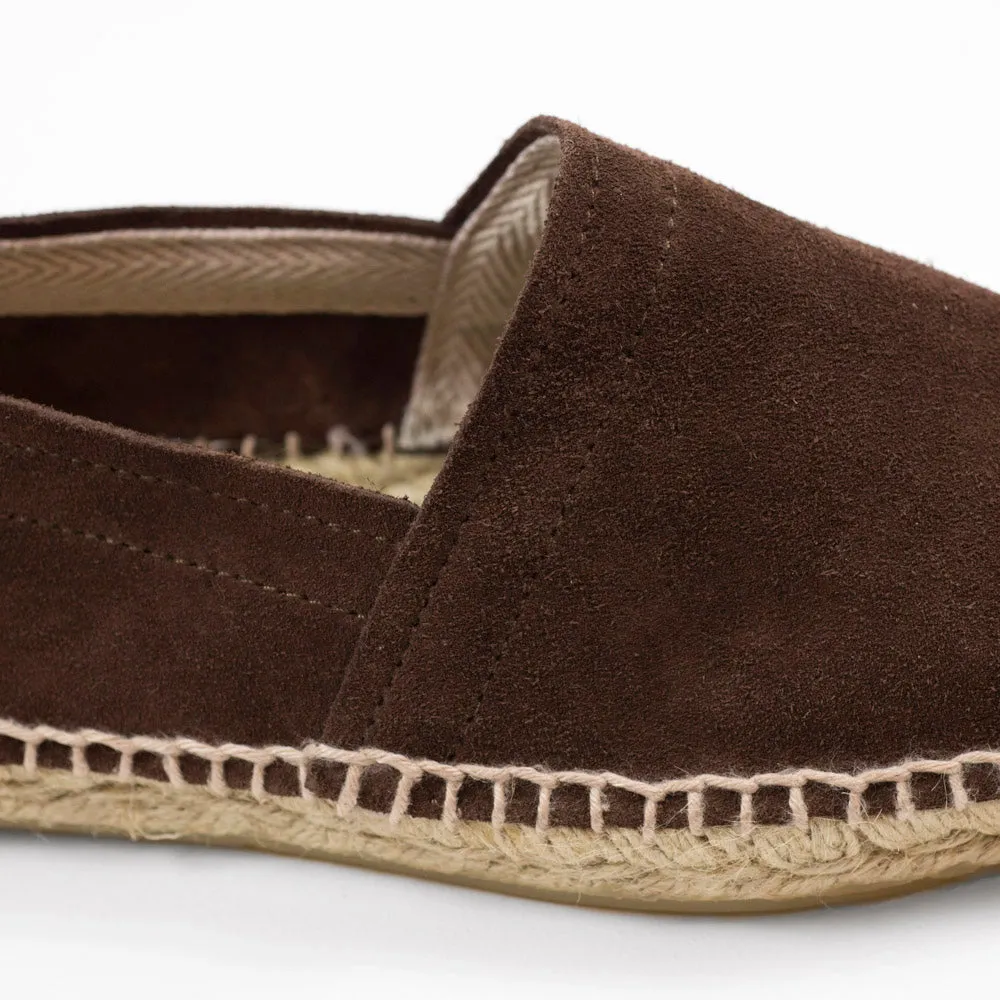 Brown suede handmade espadrilles with natural sole