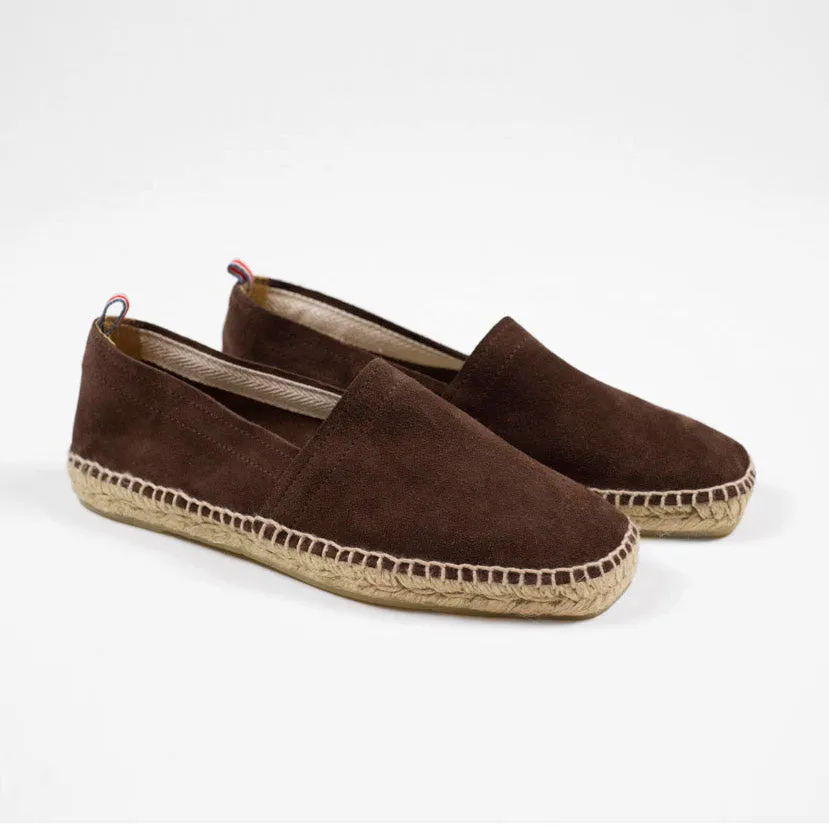 Brown suede handmade espadrilles with natural sole