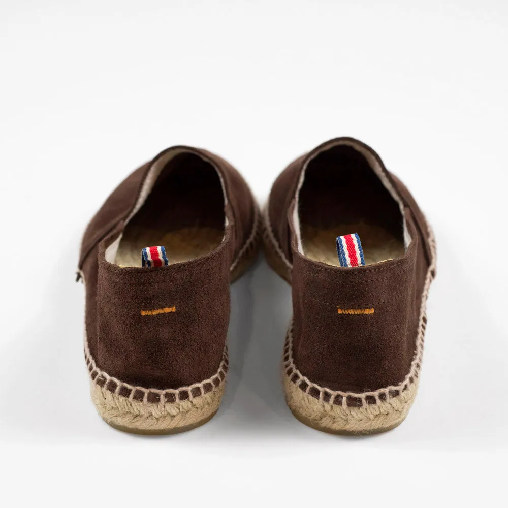 Brown suede handmade espadrilles with natural sole