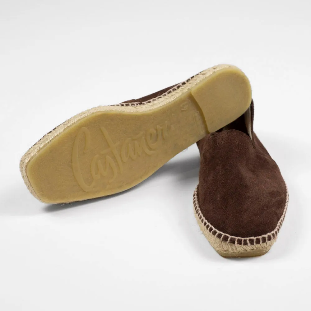 Brown suede handmade espadrilles with natural sole