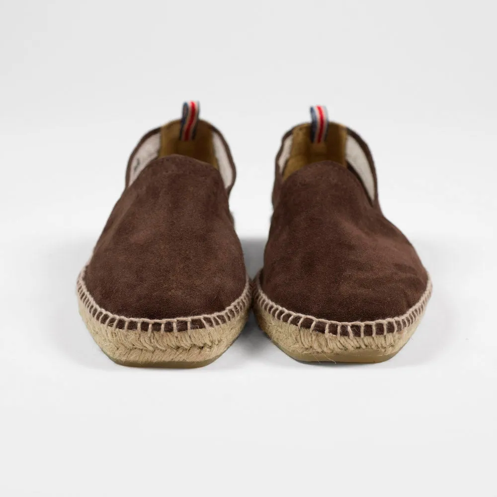 Brown suede handmade espadrilles with natural sole