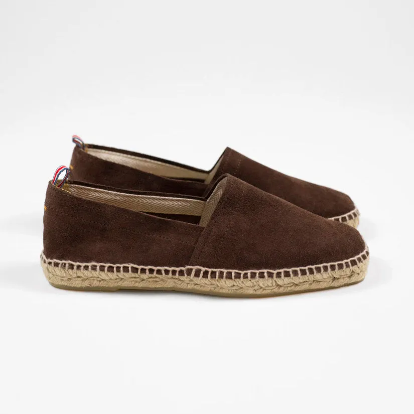 Brown suede handmade espadrilles with natural sole