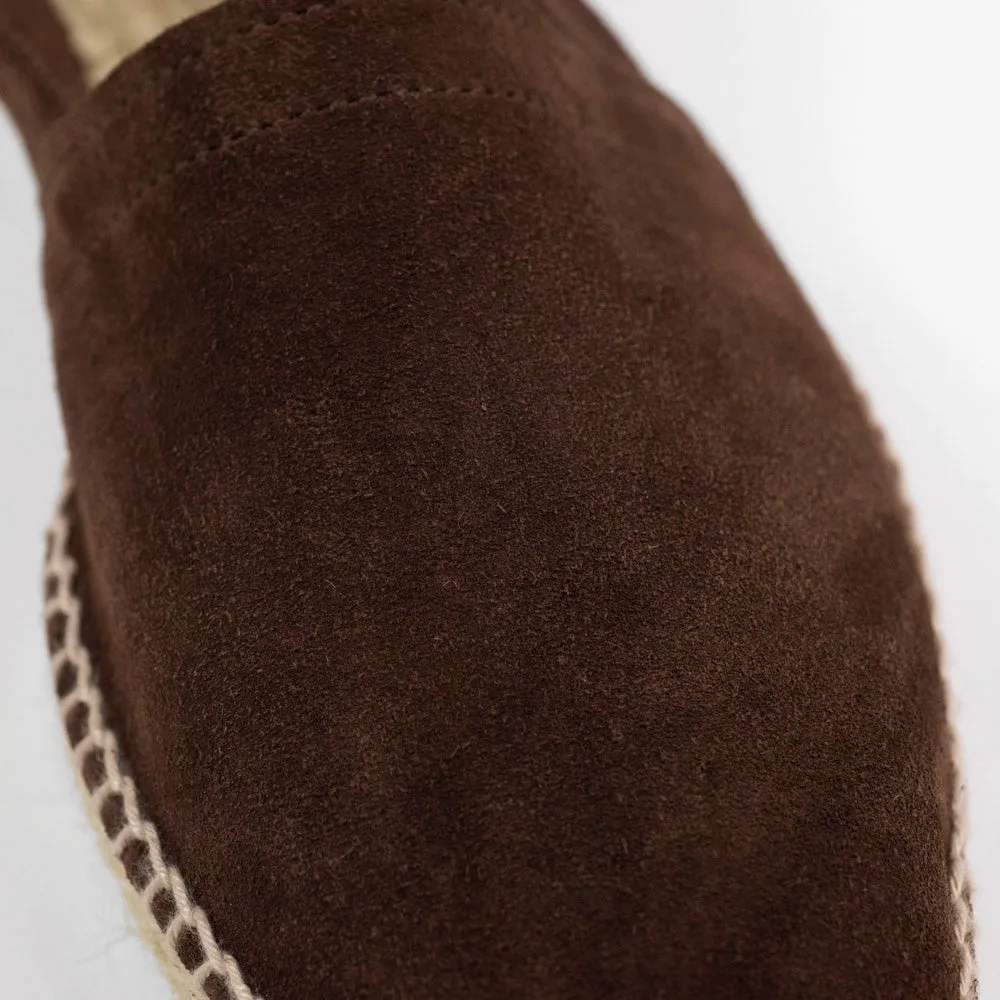 Brown suede handmade espadrilles with natural sole