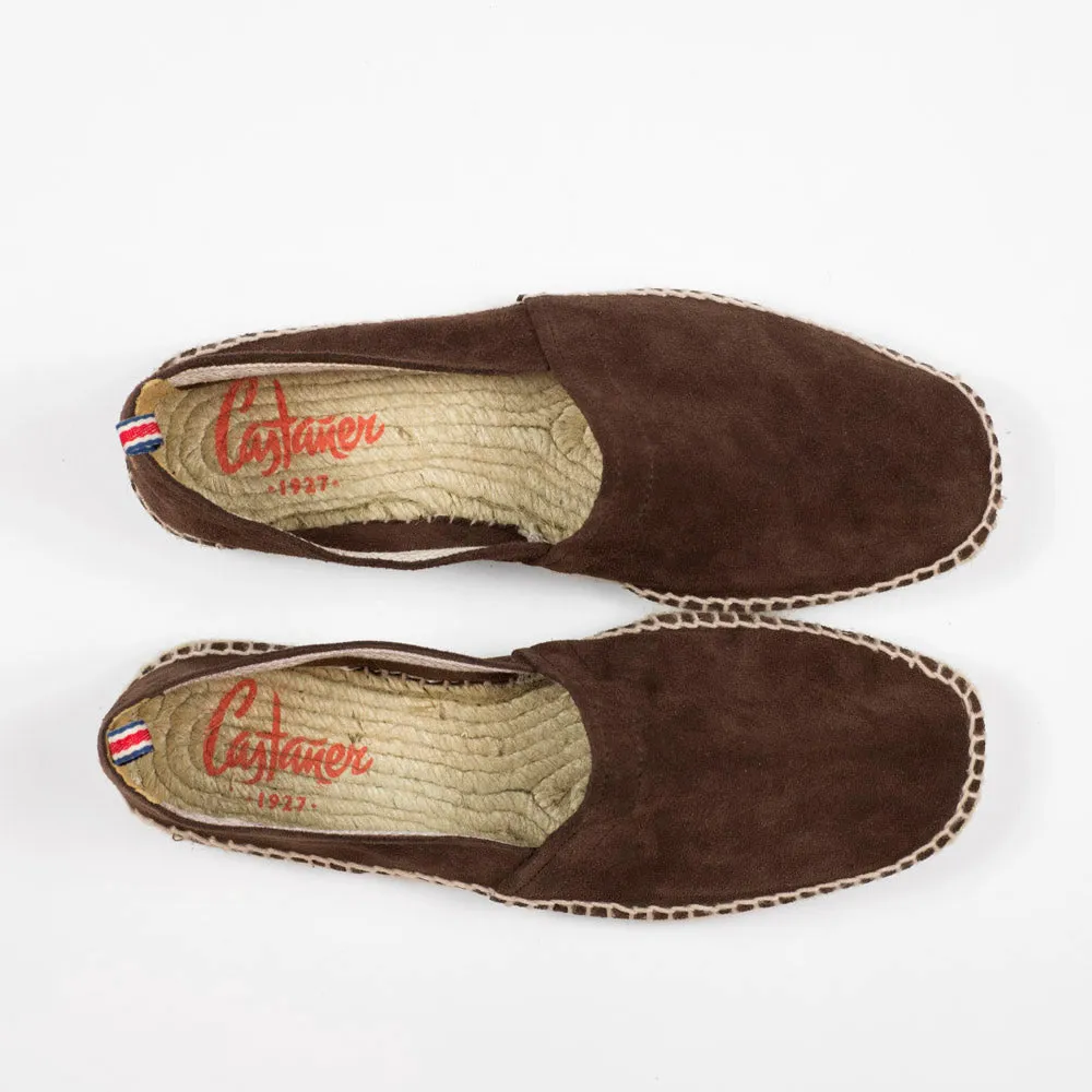 Brown suede handmade espadrilles with natural sole