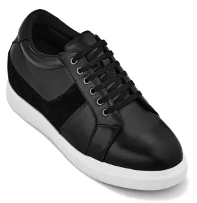 CALTO - K1530 - 3 Inches Taller (Black) - Lightweight Leather Sneakers