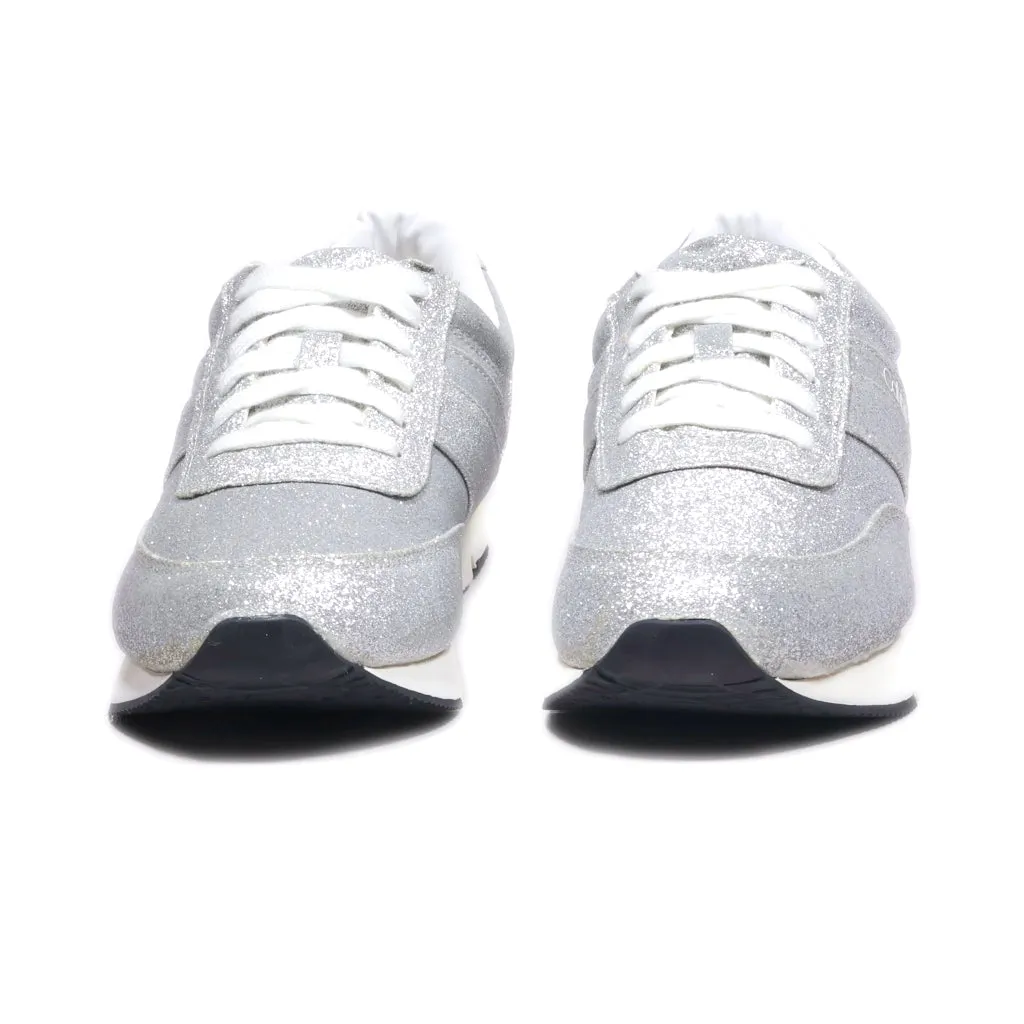 Calvin Klein Glitter Low-Top Sneakers Fabric Silver Colour For Women