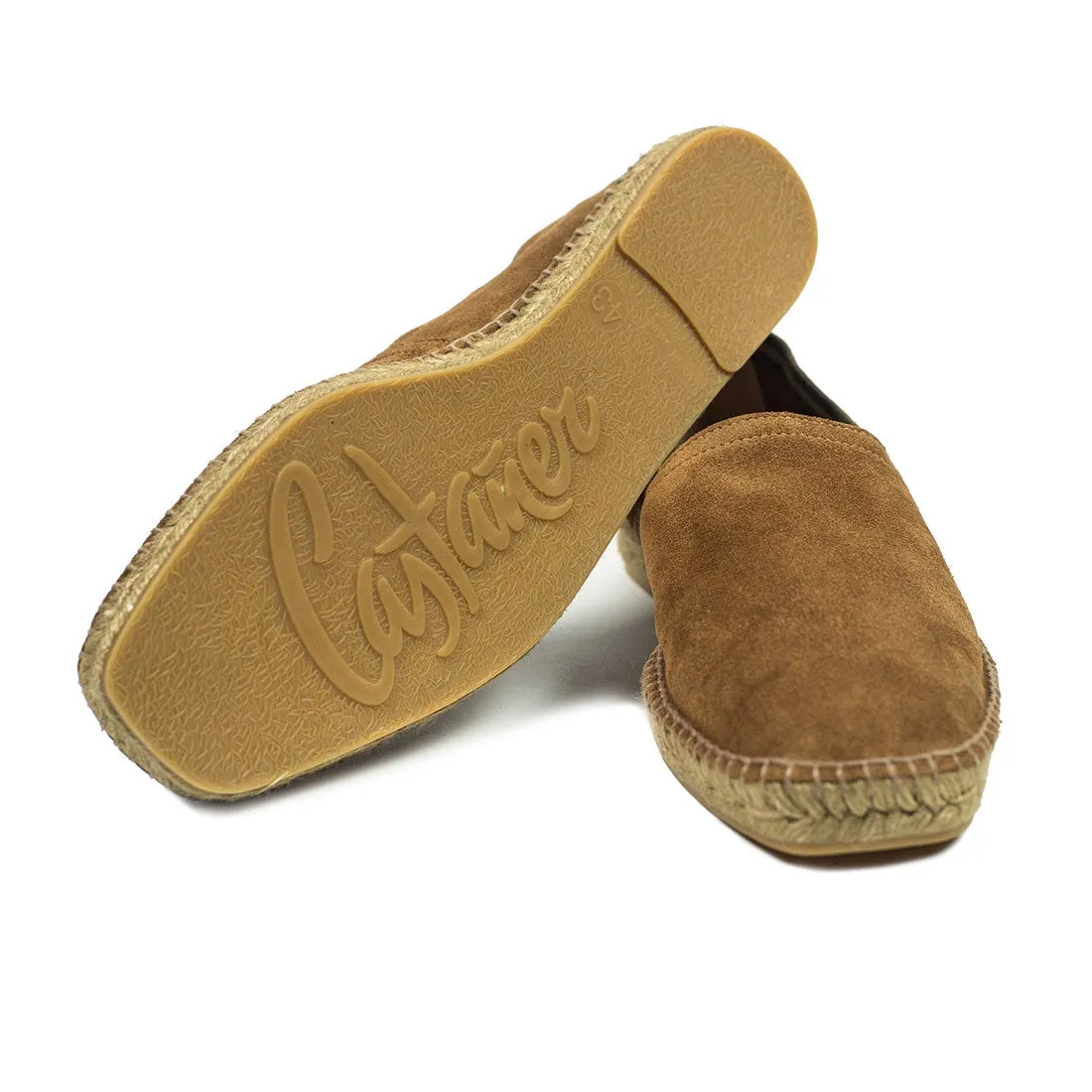 Camel suede espadrilles with natural sole