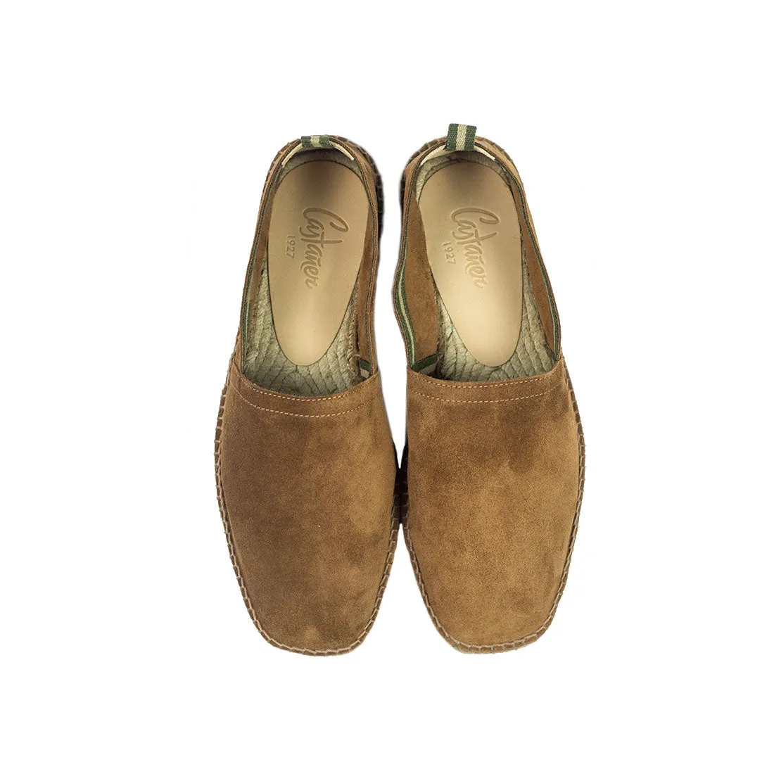 Camel suede espadrilles with natural sole