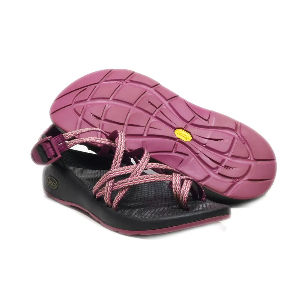 Chaco Flat Sandals Fabric Maroon Colour For Women