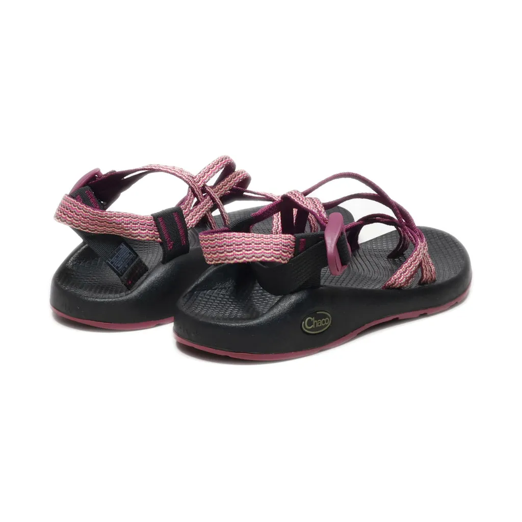 Chaco Flat Sandals Fabric Maroon Colour For Women