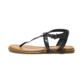 Crown Vintage Paysen Flat Sandals Leather Black Colour For Women