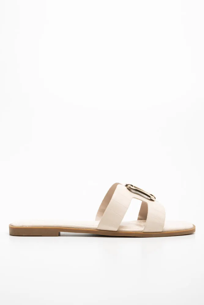 Cut-Out Mule Sandal Natural