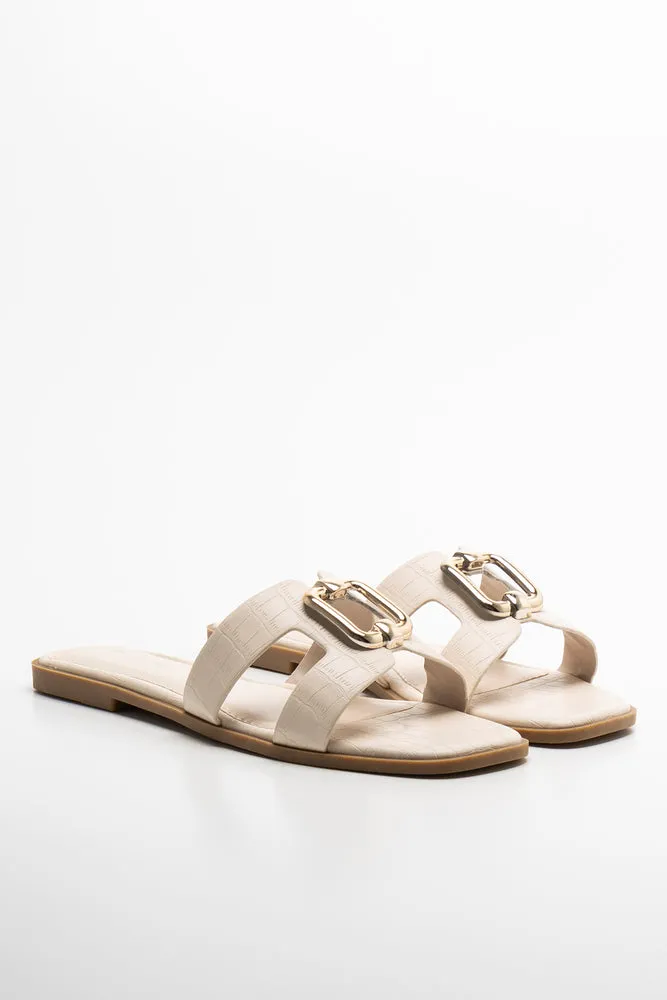 Cut-Out Mule Sandal Natural