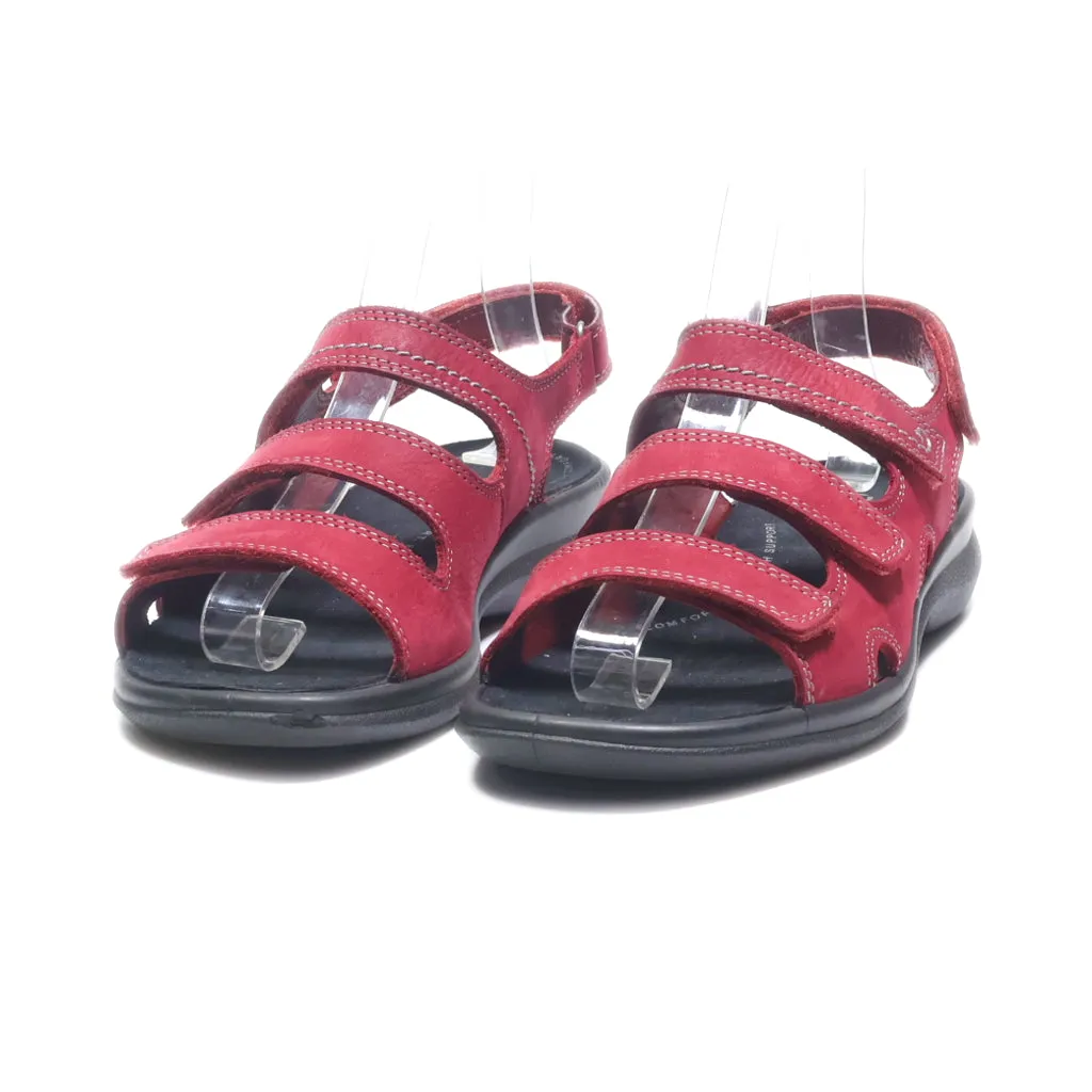 Ecco Flat Sandals Leather Red Colour For Women