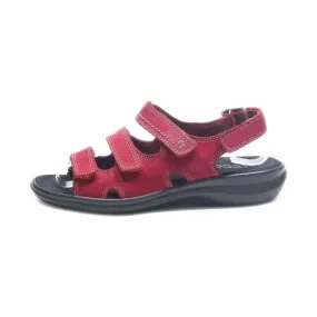 Ecco Flat Sandals Leather Red Colour For Women