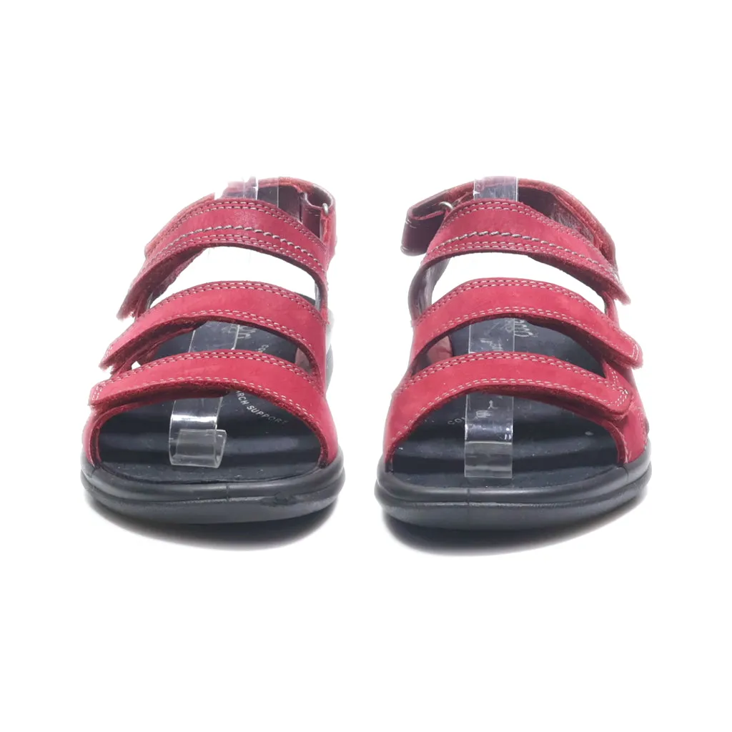 Ecco Flat Sandals Leather Red Colour For Women