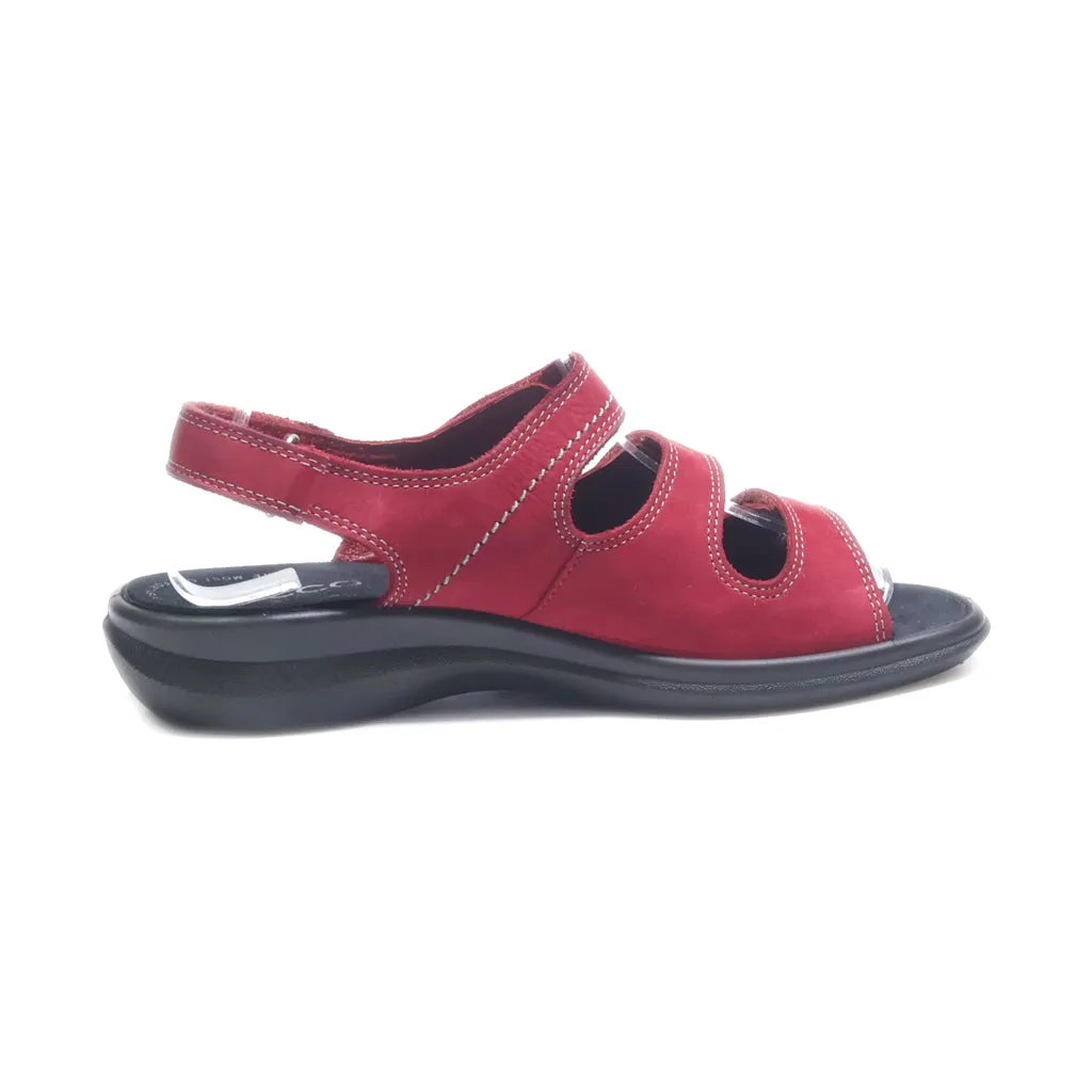 Ecco Flat Sandals Leather Red Colour For Women