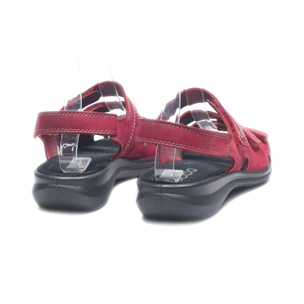 Ecco Flat Sandals Leather Red Colour For Women