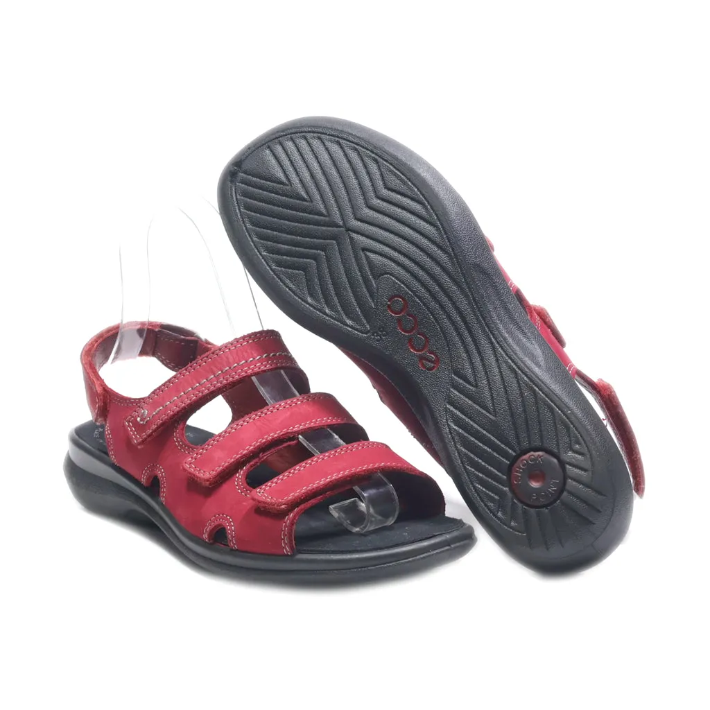 Ecco Flat Sandals Leather Red Colour For Women