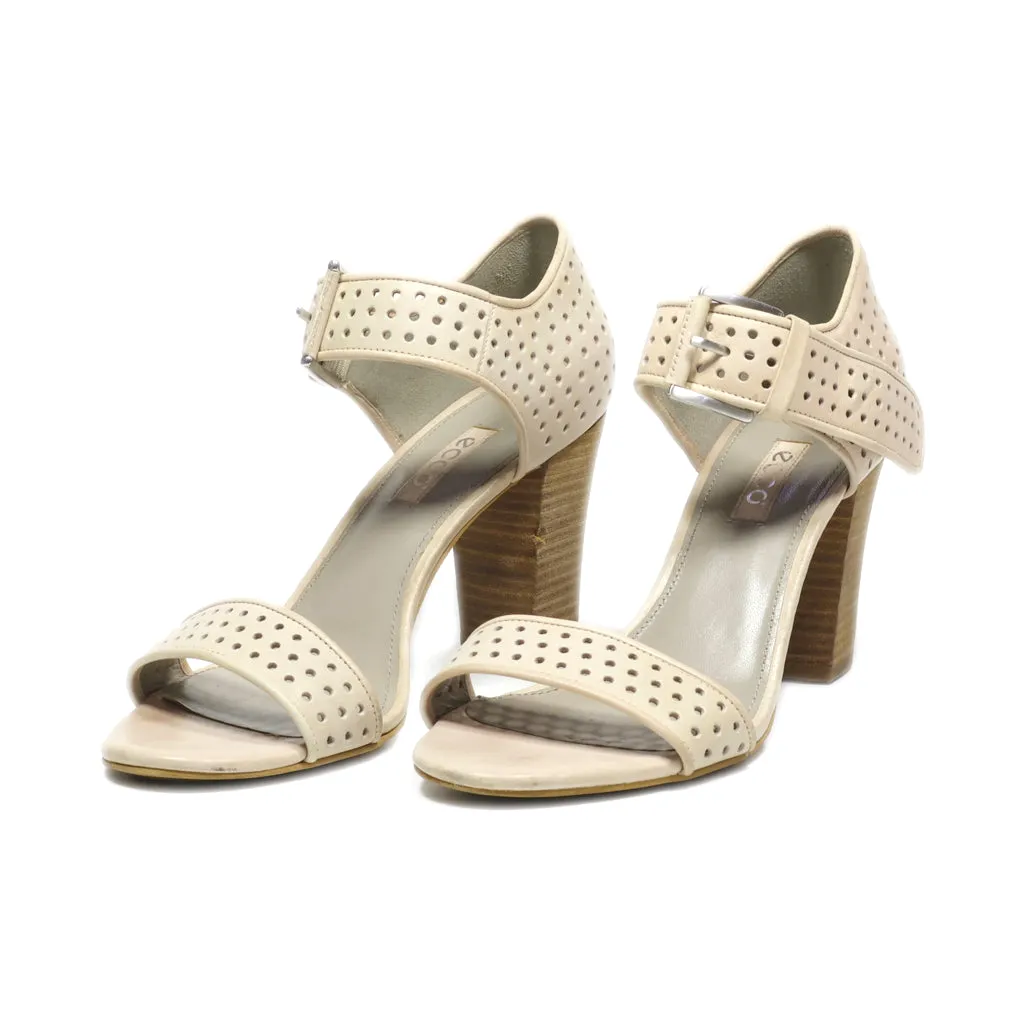 Ecco High-Heel Sandals Leather Beige Colour For Women