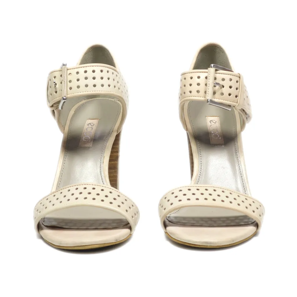 Ecco High-Heel Sandals Leather Beige Colour For Women