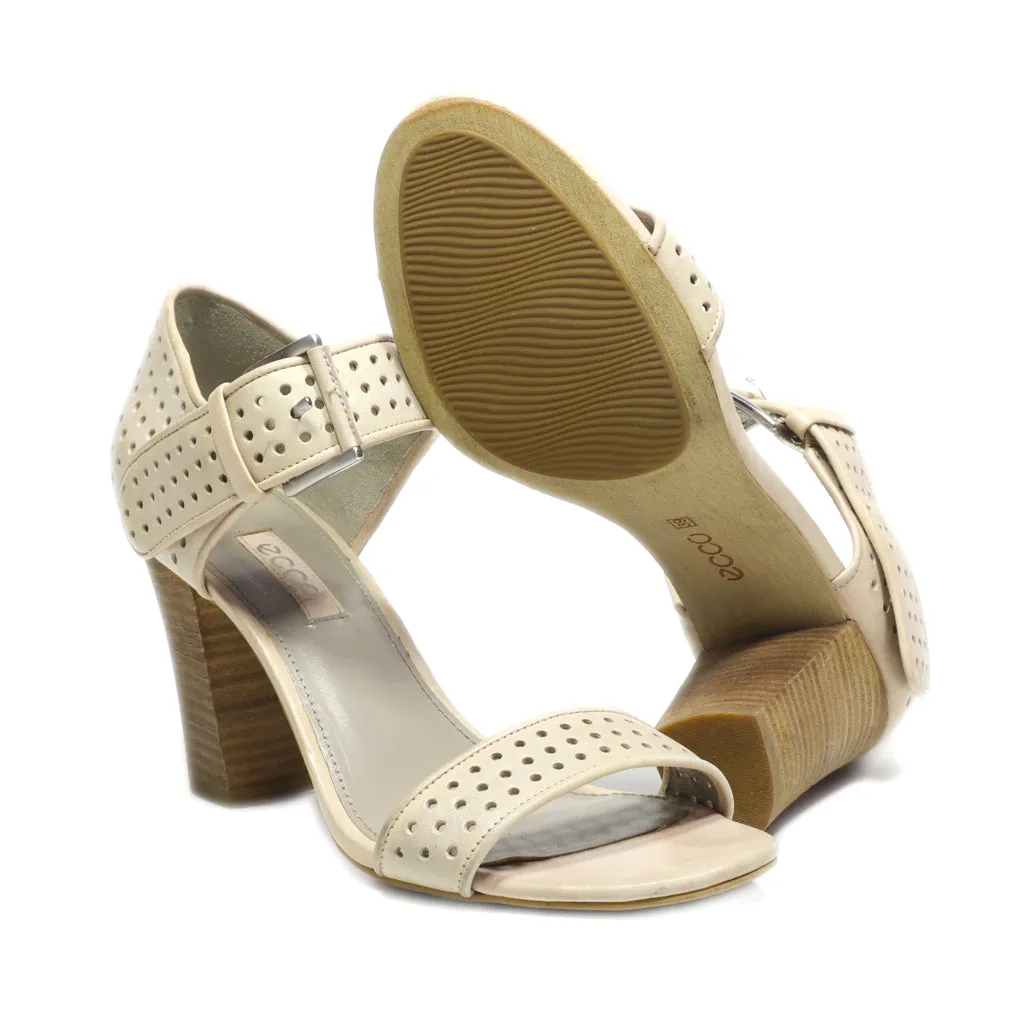 Ecco High-Heel Sandals Leather Beige Colour For Women