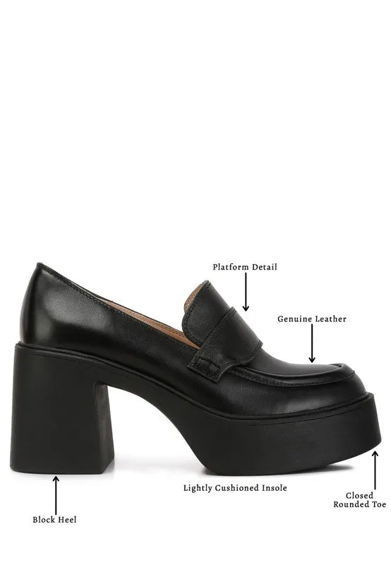 Genuine Leather Elspeth Heeled Platform Loafers