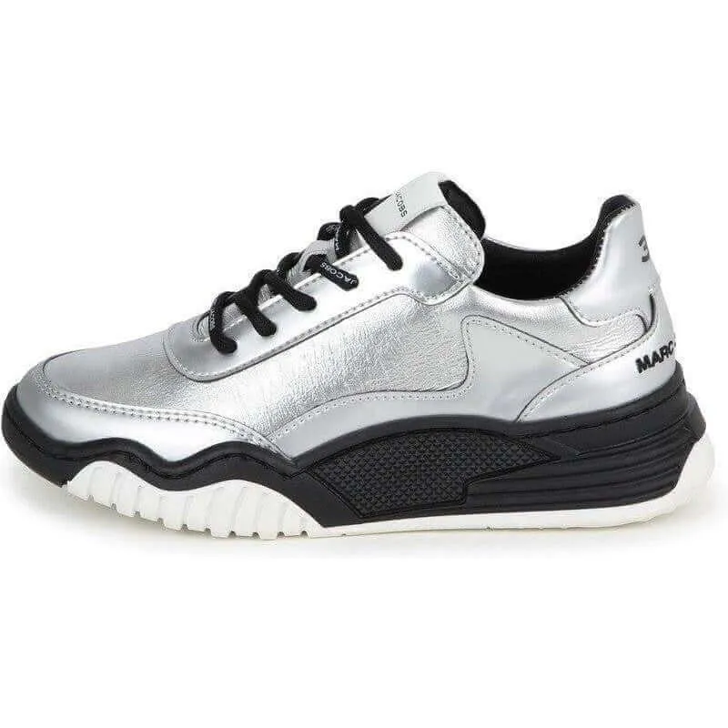 Girls Silver Lace Up Trainers