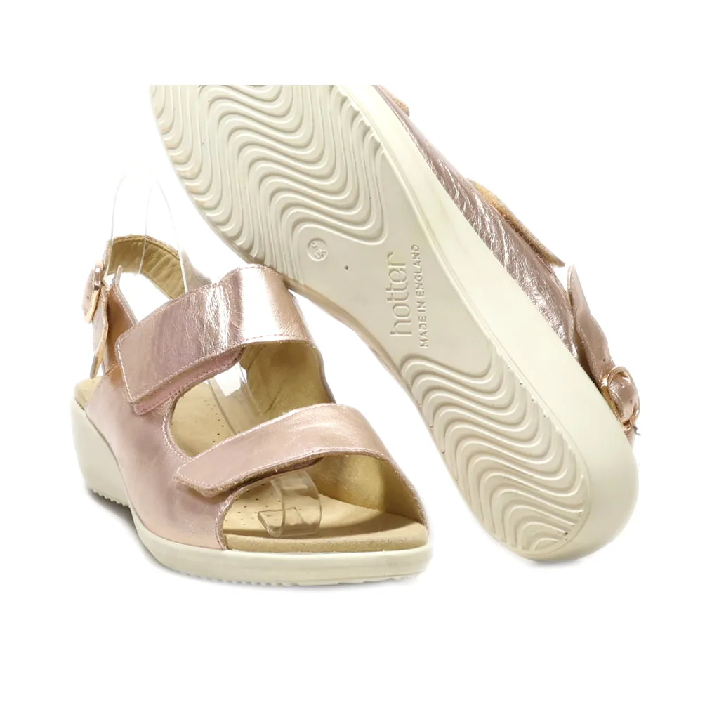 Hotter Wedge Sandals Leather Gold Colour For Women