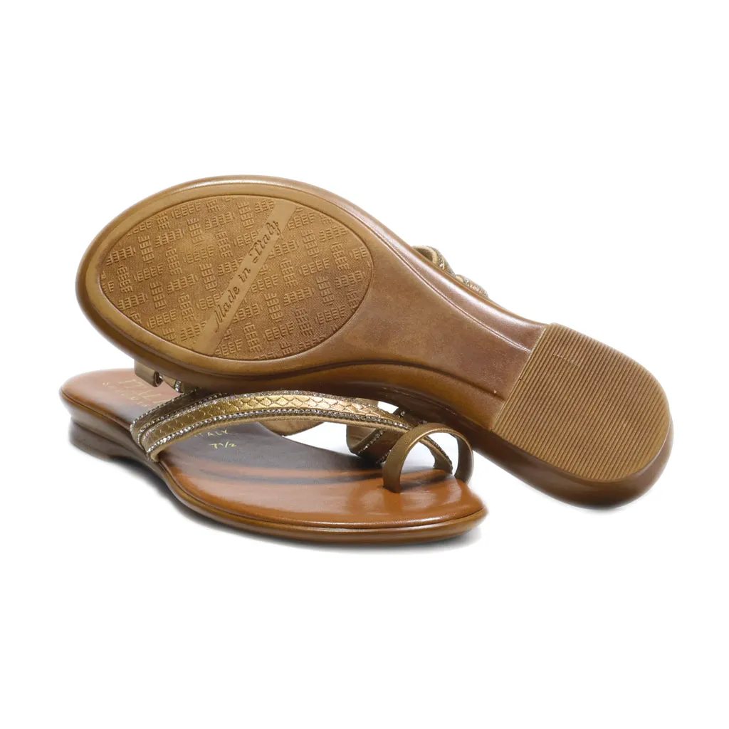 Italian Shoemakers Flat Sandals Leather Brown Colour For Women