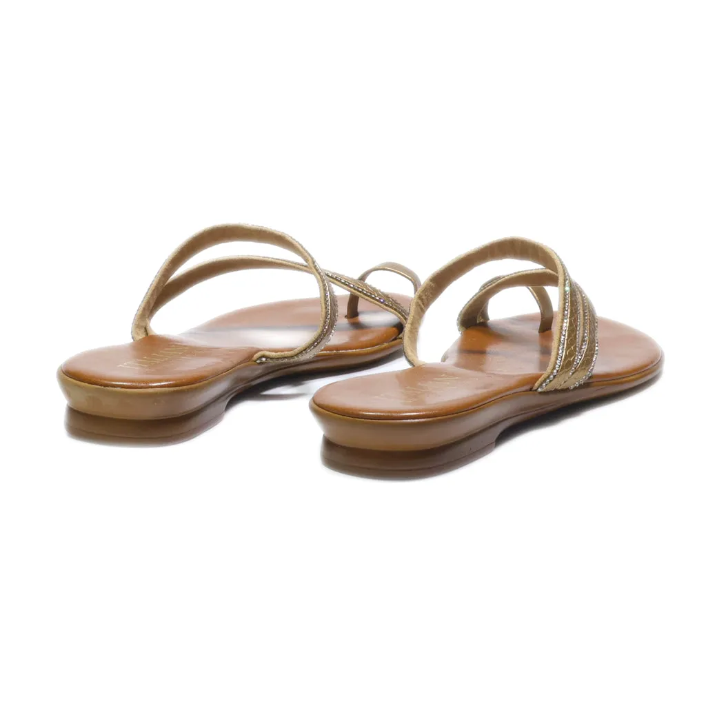 Italian Shoemakers Flat Sandals Leather Brown Colour For Women