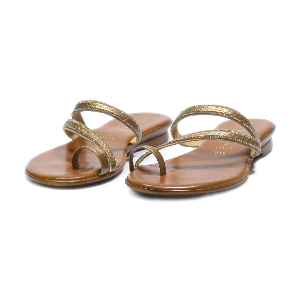 Italian Shoemakers Flat Sandals Leather Brown Colour For Women