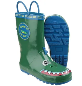 Kids Puddle Waterproof Pull On Boots Crocodile