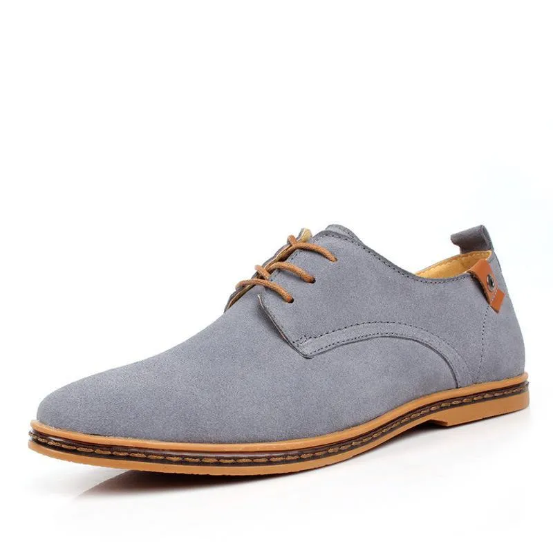 Men Casual Leather Chaussure Homme Shoes Grey