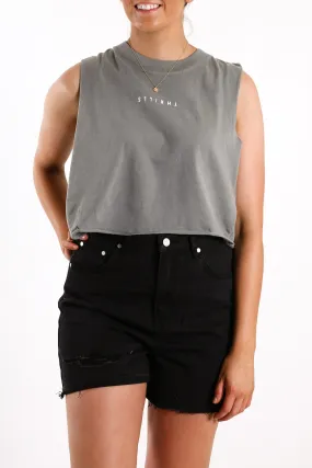 Minimal Thrills Crop Muscle Washed Grey