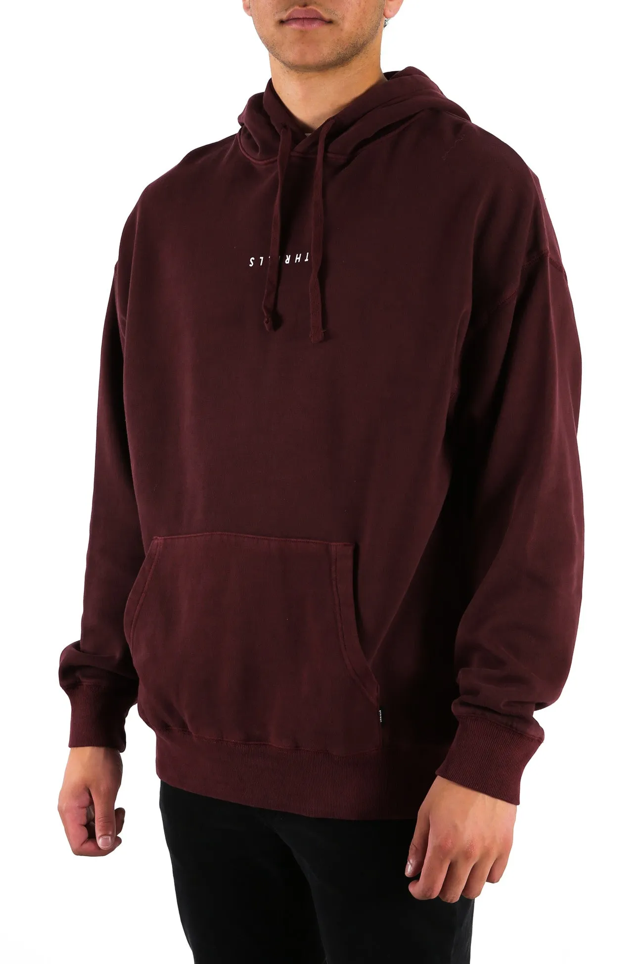 Minimal Thrills Slouch Pull On Hood Blood Red