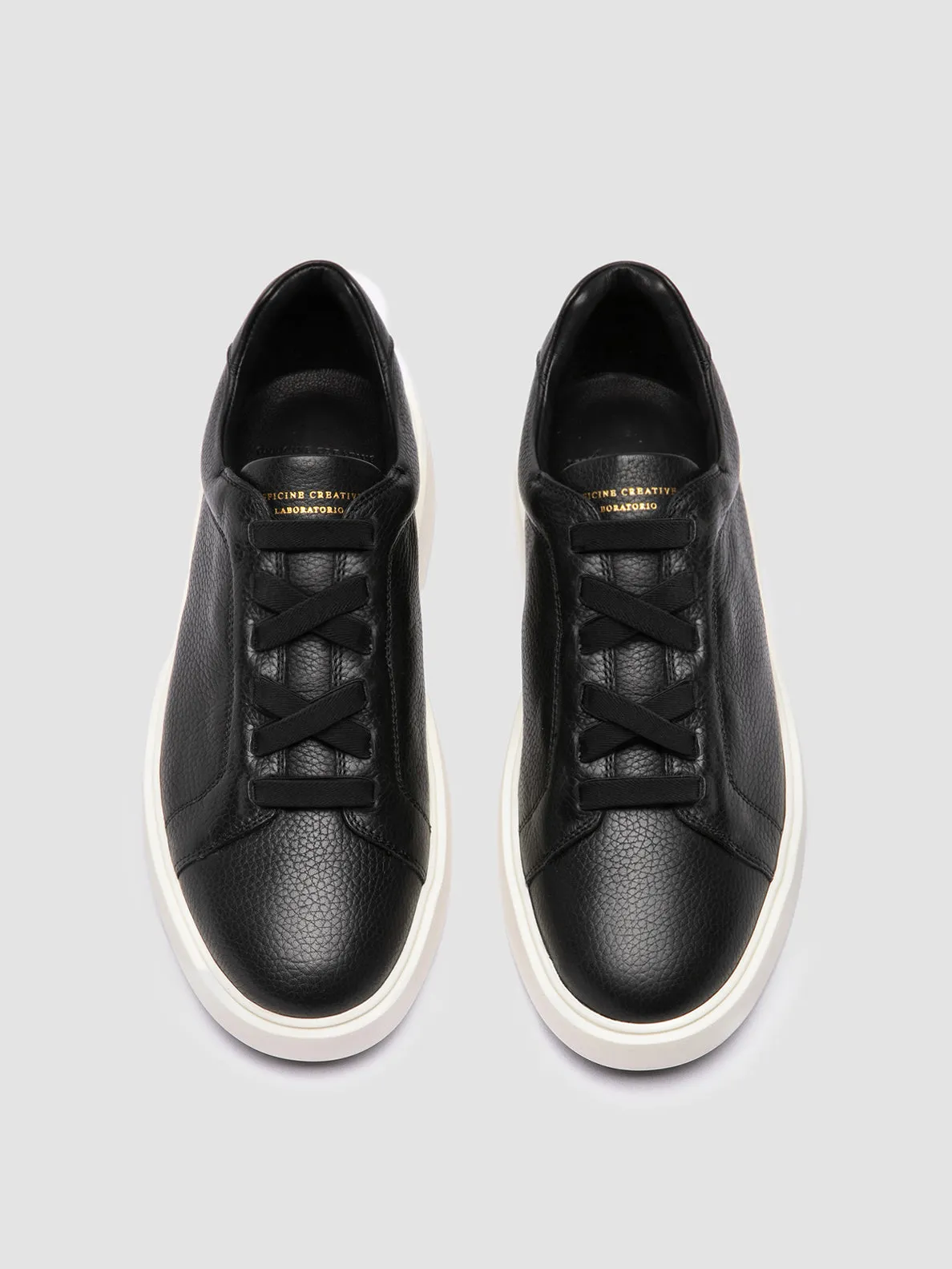 SLOUCH 001 - Black Leather Low Top Sneakers