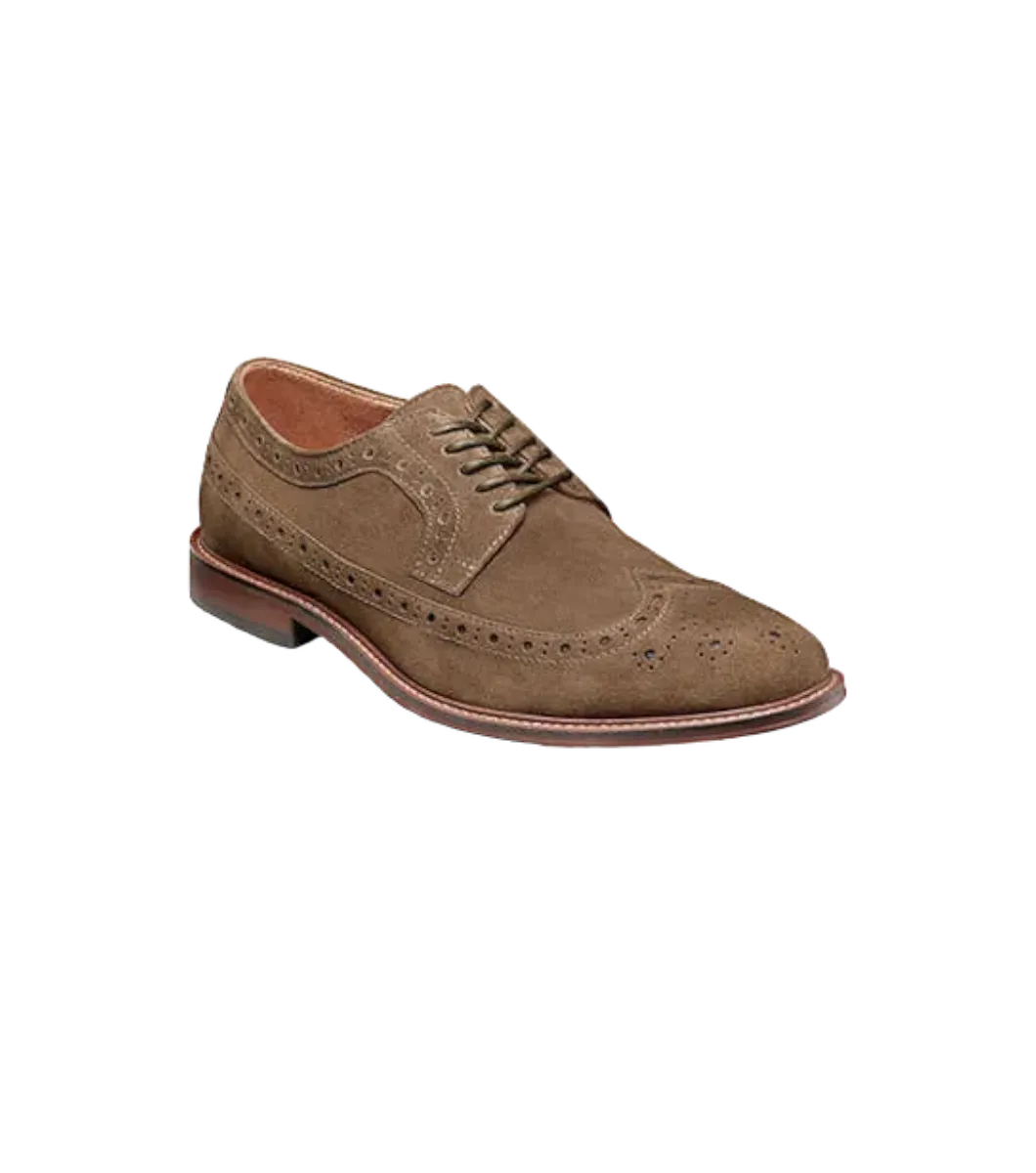 Stacy Adams Men's Brown Wingtip Oxford Lace-Up Casual suede Leather Shoes