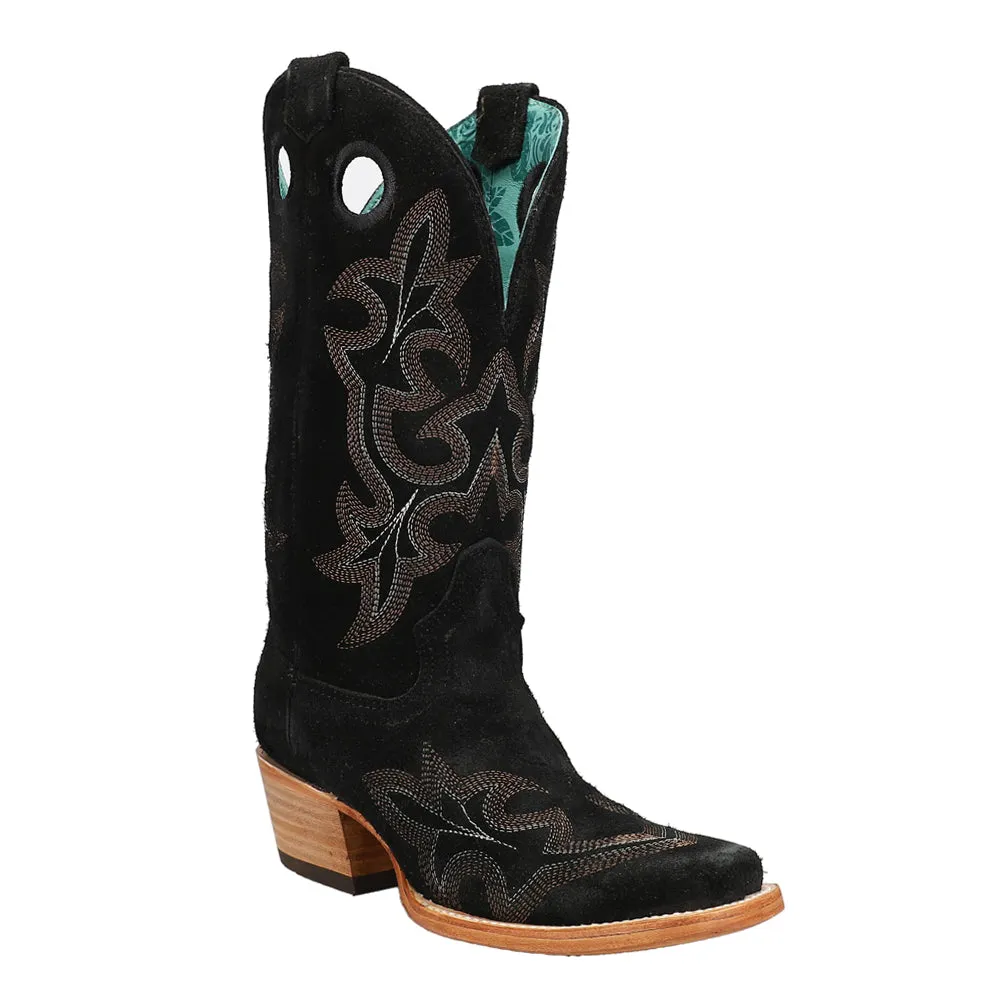 Suede Embroidery Square Toe Cowboy Boots